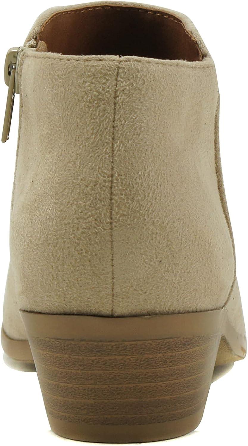 imageSODA Womens Western Ankle Bootie w Low Chunky Block Stacked Heel Lt Wheat Su 7