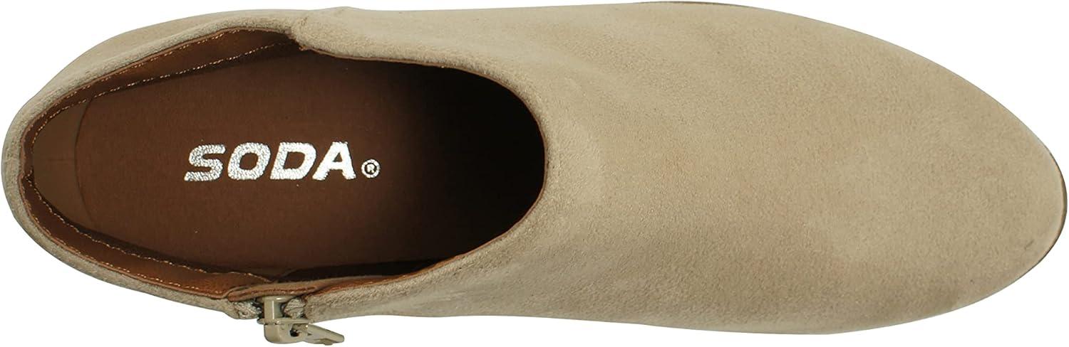 imageSODA Womens Western Ankle Bootie w Low Chunky Block Stacked Heel Lt Wheat Su 7