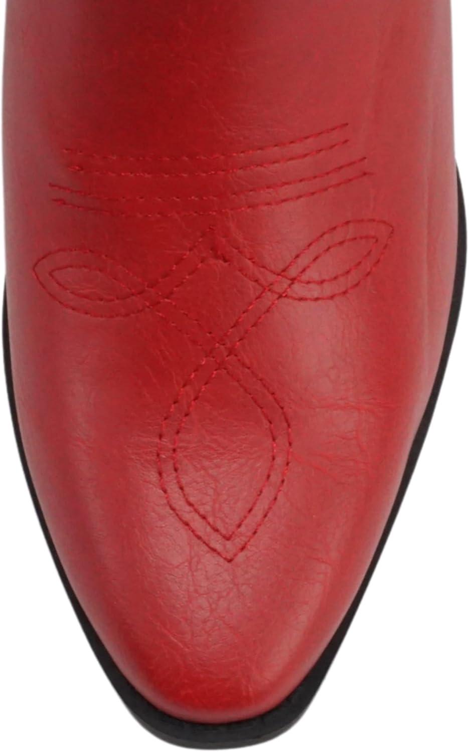imageSoda ARCADE  Women Almond Toe Stitch Detail PullOn High Heel KneeHigh Western BootRed Pu
