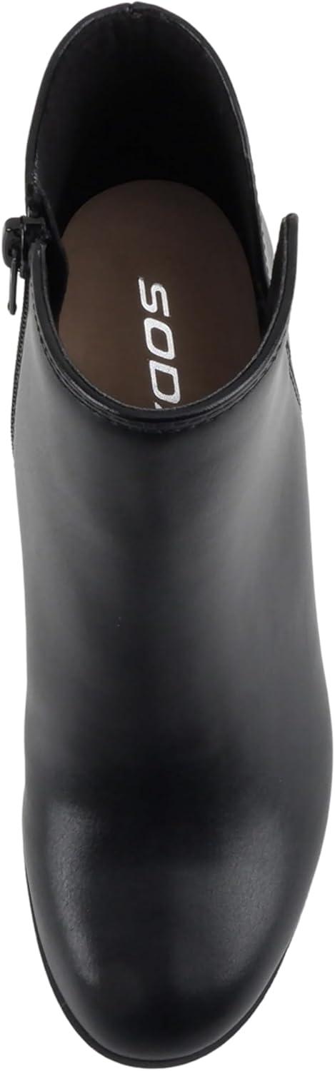 imageSoda Ability  Mid Ankle Bootie wSplit Shaft and Zipper Stacked Wedge HeelBlack Pu