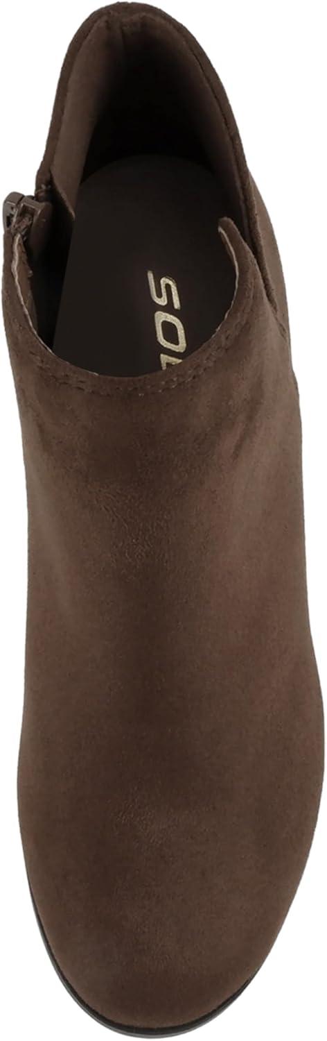 imageSoda Ability  Mid Ankle Bootie wSplit Shaft and Zipper Stacked Wedge HeelBrown Imsu