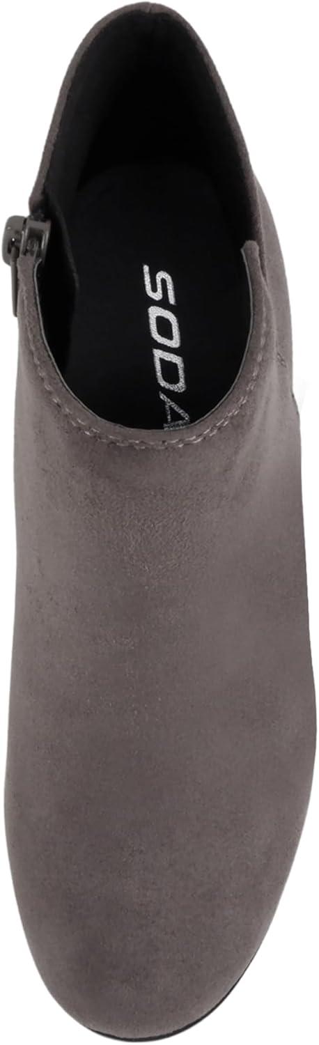 imageSoda Ability  Mid Ankle Bootie wSplit Shaft and Zipper Stacked Wedge HeelCharcoal Imsu