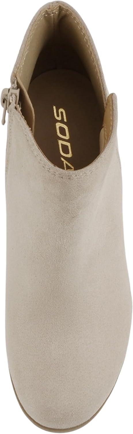 imageSoda Ability  Mid Ankle Bootie wSplit Shaft and Zipper Stacked Wedge HeelClay