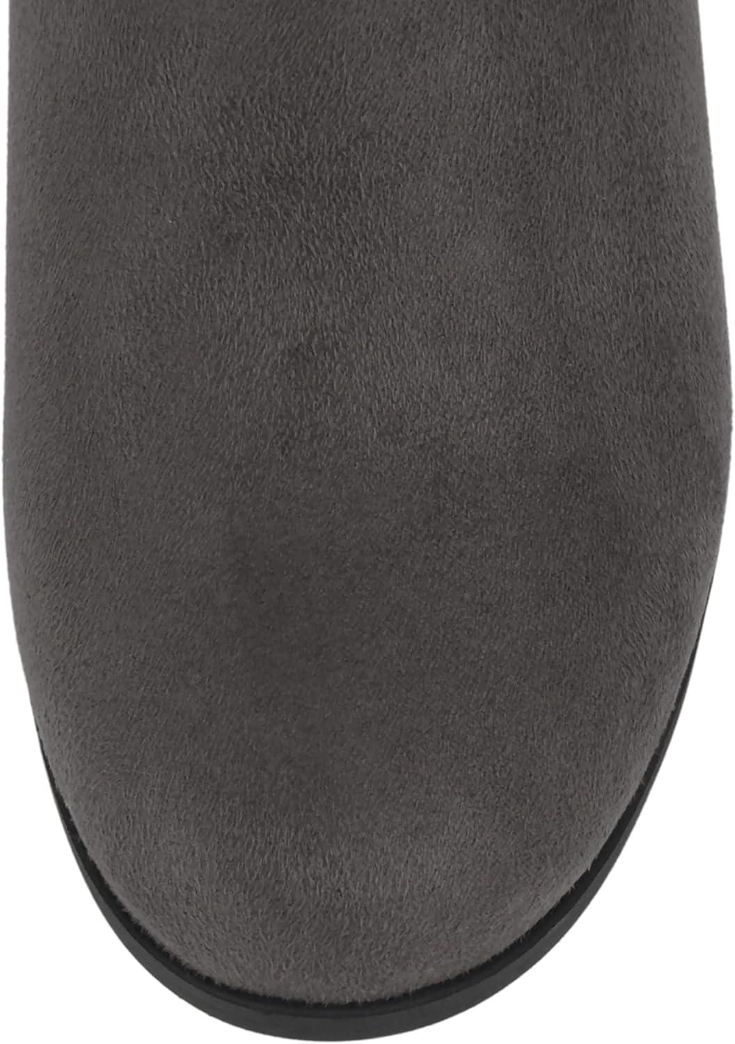 imageSoda Ability  Mid Ankle Bootie wSplit Shaft and Zipper Stacked Wedge HeelGrey Imsu