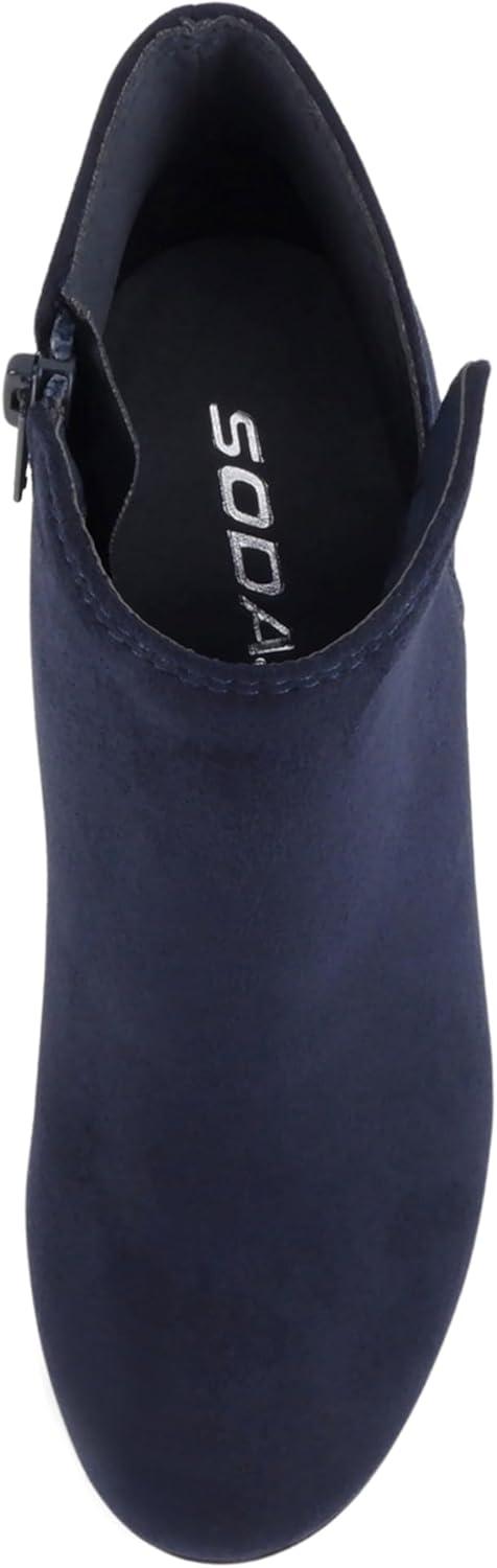 imageSoda Ability  Mid Ankle Bootie wSplit Shaft and Zipper Stacked Wedge HeelNavy Imsu