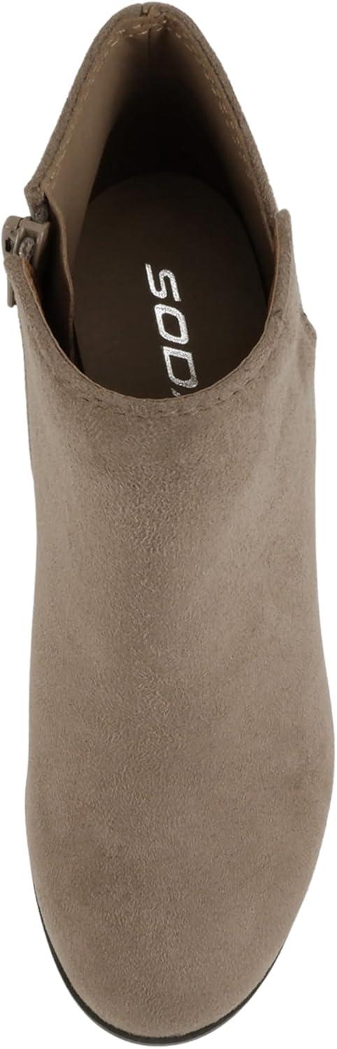 imageSoda Ability  Mid Ankle Bootie wSplit Shaft and Zipper Stacked Wedge HeelWtaupe Imsu