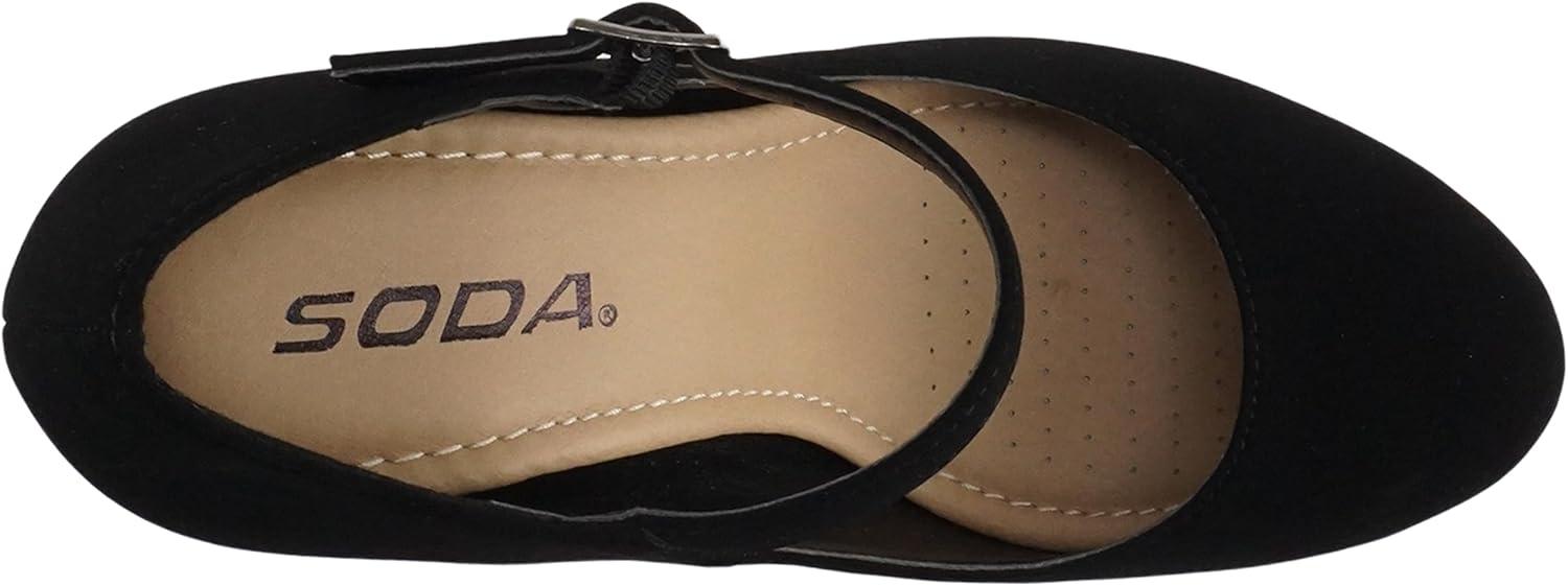 imageSoda Ayden  Women Mary Jane Ankle Strap Cushion High Heel Pump ShoeBlack Nubuck