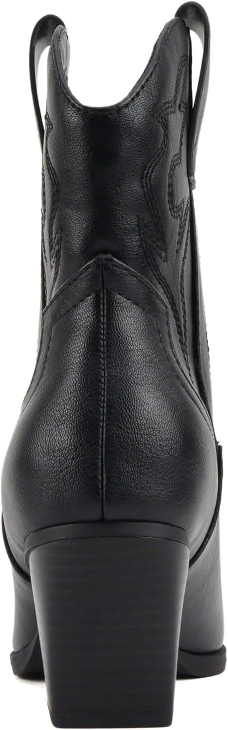 imageSoda BLAZING  Women Western Bootie Pointe Toe with Low Heel Wide Fit AvailableAll Black Pu