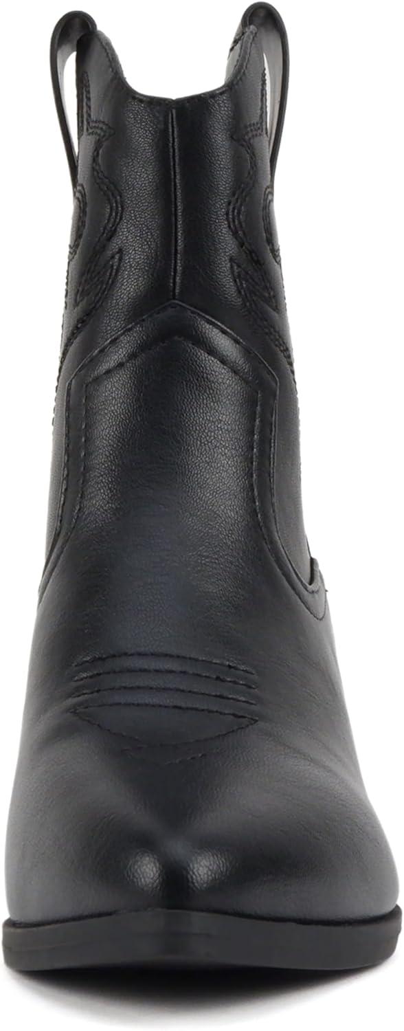 imageSoda BLAZING  Women Western Bootie Pointe Toe with Low Heel Wide Fit AvailableAll Black Pu