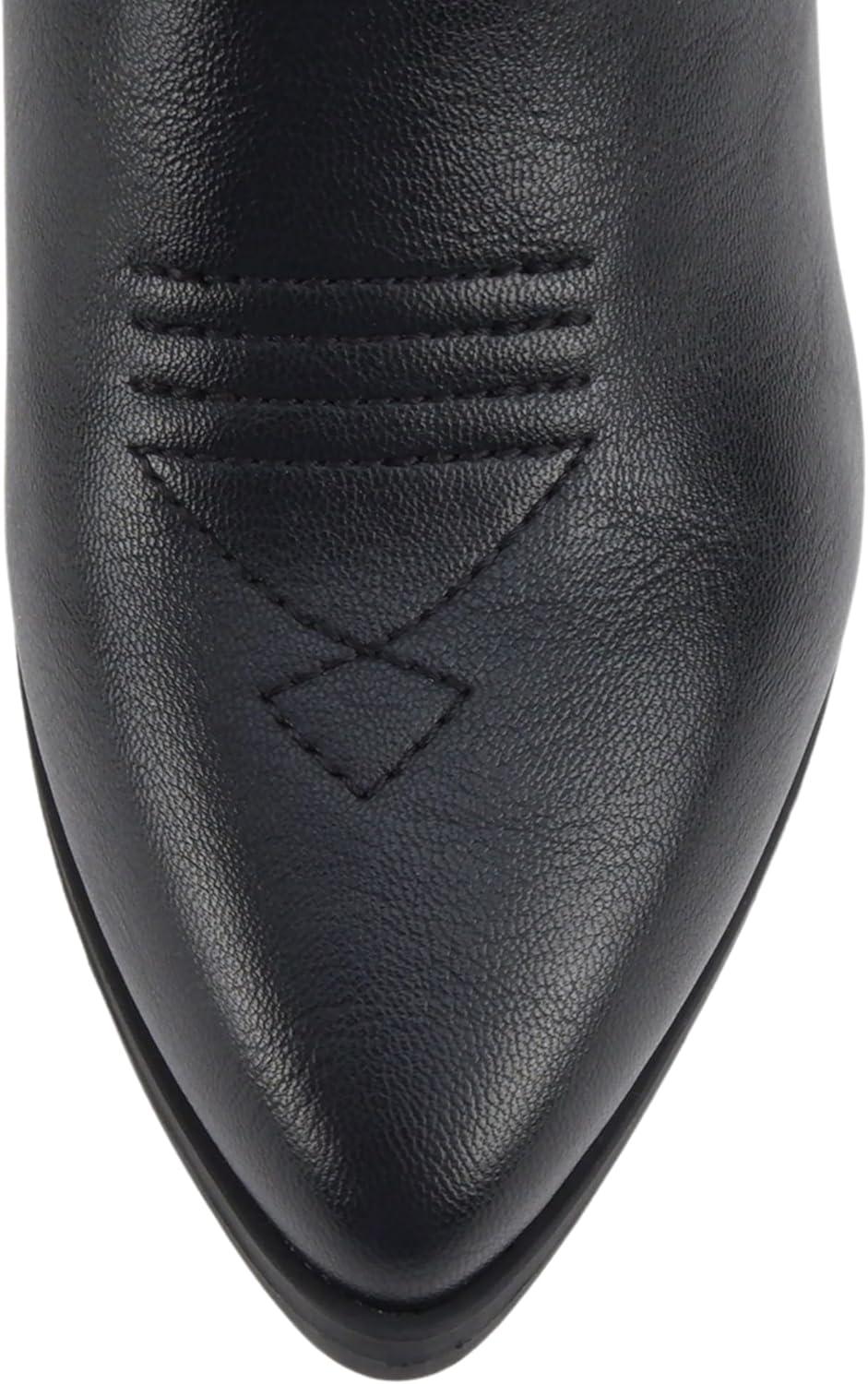 imageSoda BLAZING  Women Western Bootie Pointe Toe with Low Heel Wide Fit AvailableAll Black Pu