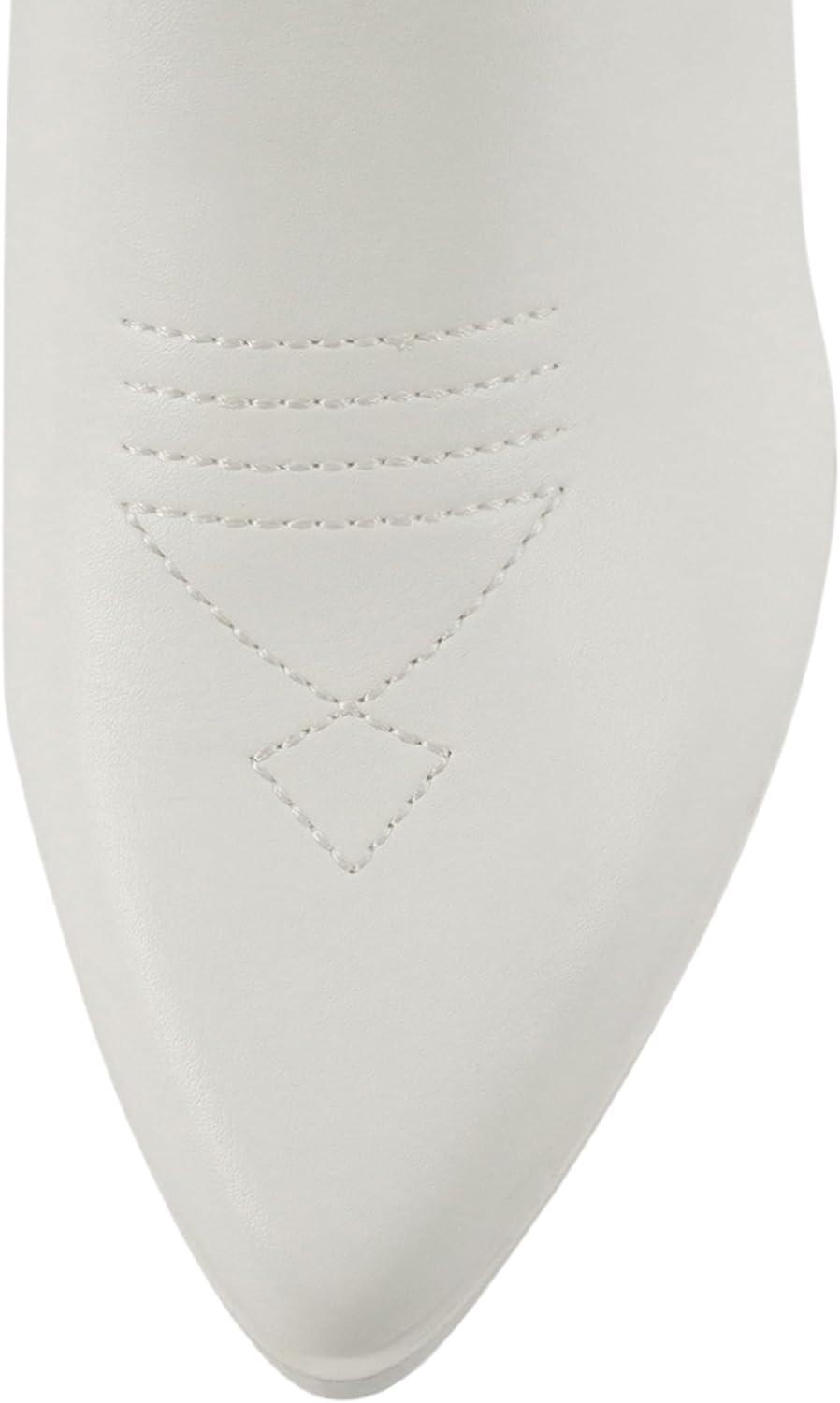 imageSoda BLAZING  Women Western Bootie Pointe Toe with Low Heel Wide Fit AvailableAll White Pu