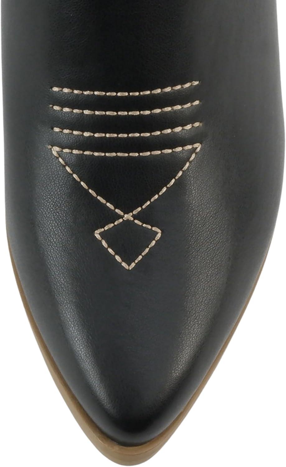 imageSoda BLAZING  Women Western Bootie Pointe Toe with Low Heel Wide Fit AvailableBlack Pu