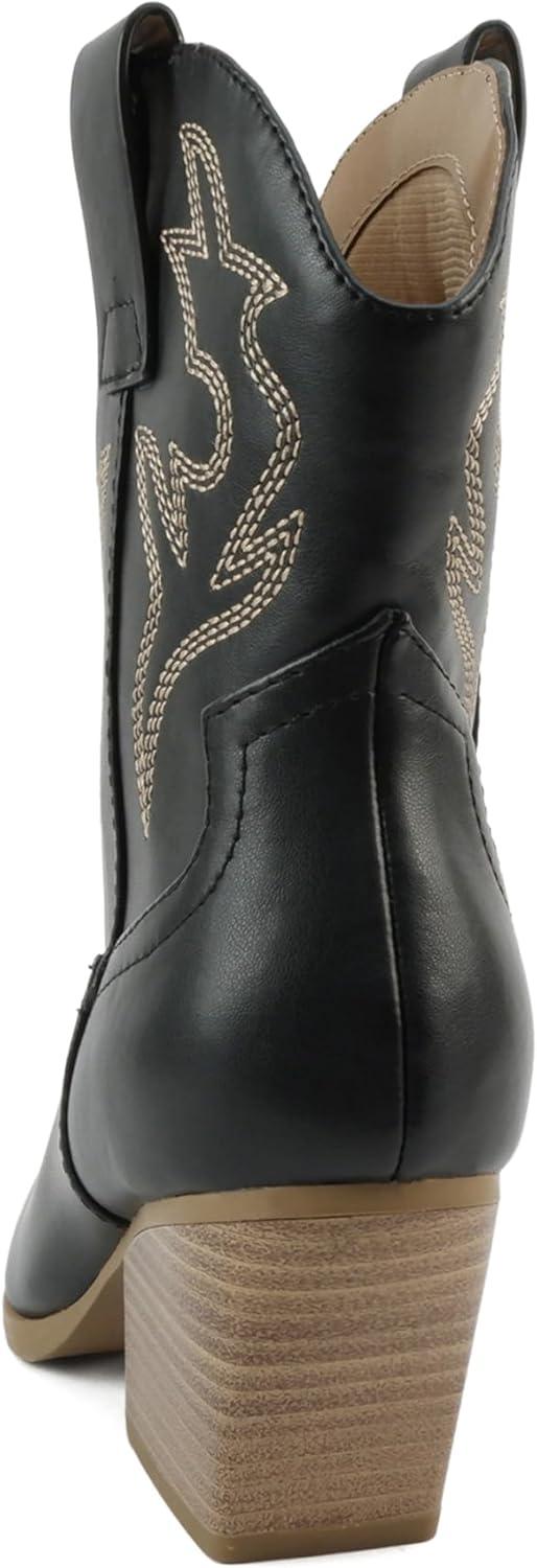 imageSoda BLAZING  Women Western Bootie Pointe Toe with Low Heel Wide Fit AvailableBlack Pu