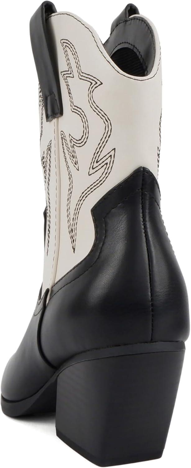 imageSoda BLAZING  Women Western Bootie Pointe Toe with Low Heel Wide Fit AvailableBlackWhite Pu
