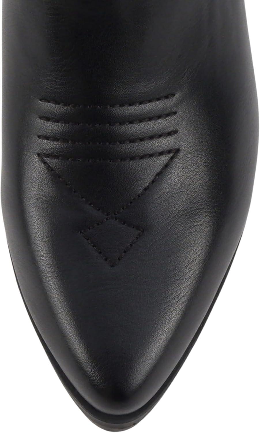 imageSoda BLAZING  Women Western Bootie Pointe Toe with Low Heel Wide Fit AvailableBlackWhite Pu