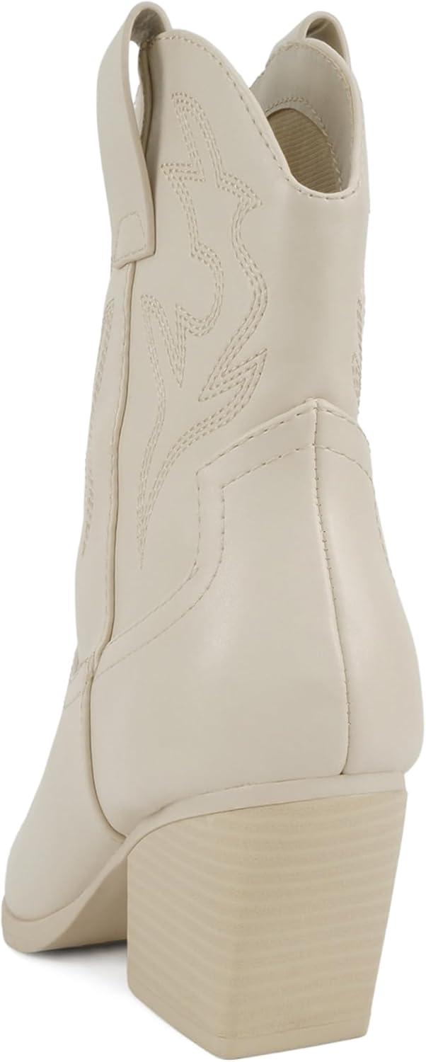 imageSoda BLAZING  Women Western Bootie Pointe Toe with Low Heel Wide Fit AvailableBone Pu