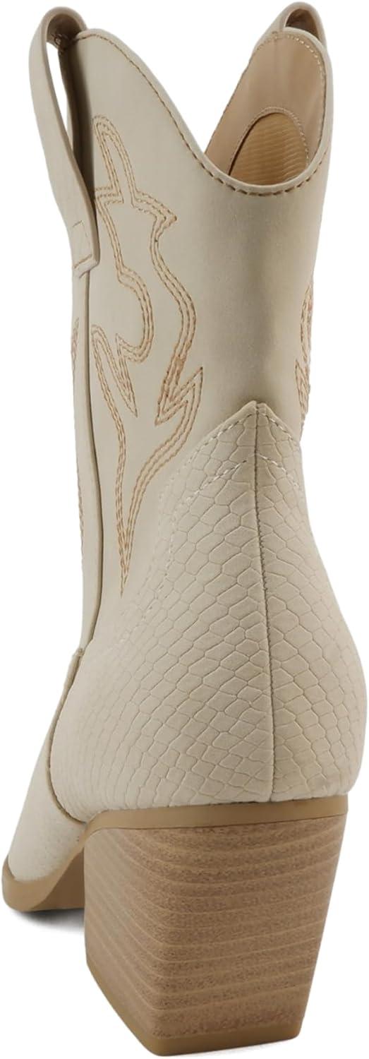imageSoda BLAZING  Women Western Bootie Pointe Toe with Low Heel Wide Fit AvailableCobraNude Pu