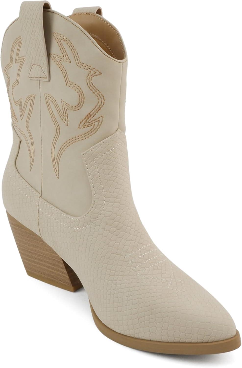 imageSoda BLAZING  Women Western Bootie Pointe Toe with Low Heel Wide Fit AvailableCobraNude Pu