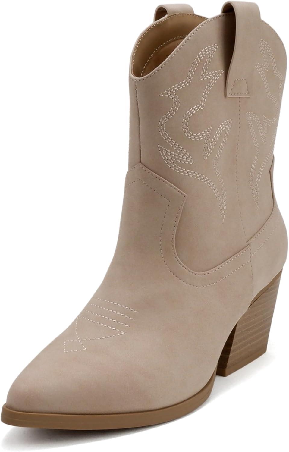 imageSoda BLAZING  Women Western Bootie Pointe Toe with Low Heel Wide Fit AvailableDusty Mauve Nubuck