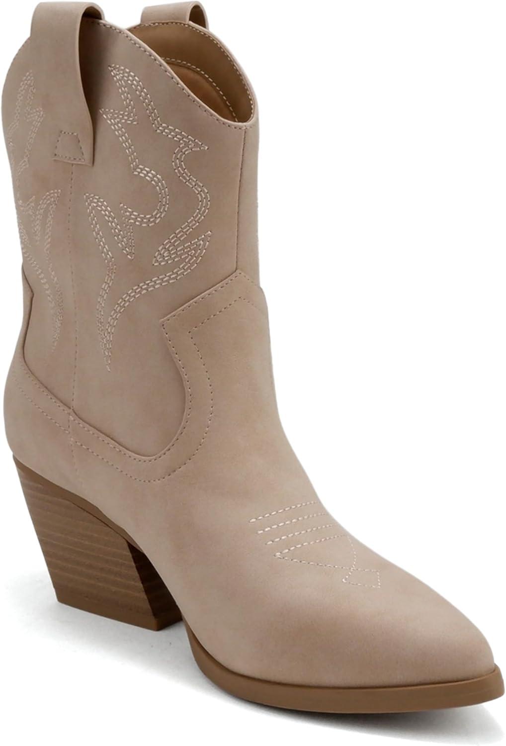 imageSoda BLAZING  Women Western Bootie Pointe Toe with Low Heel Wide Fit AvailableDusty Mauve Nubuck
