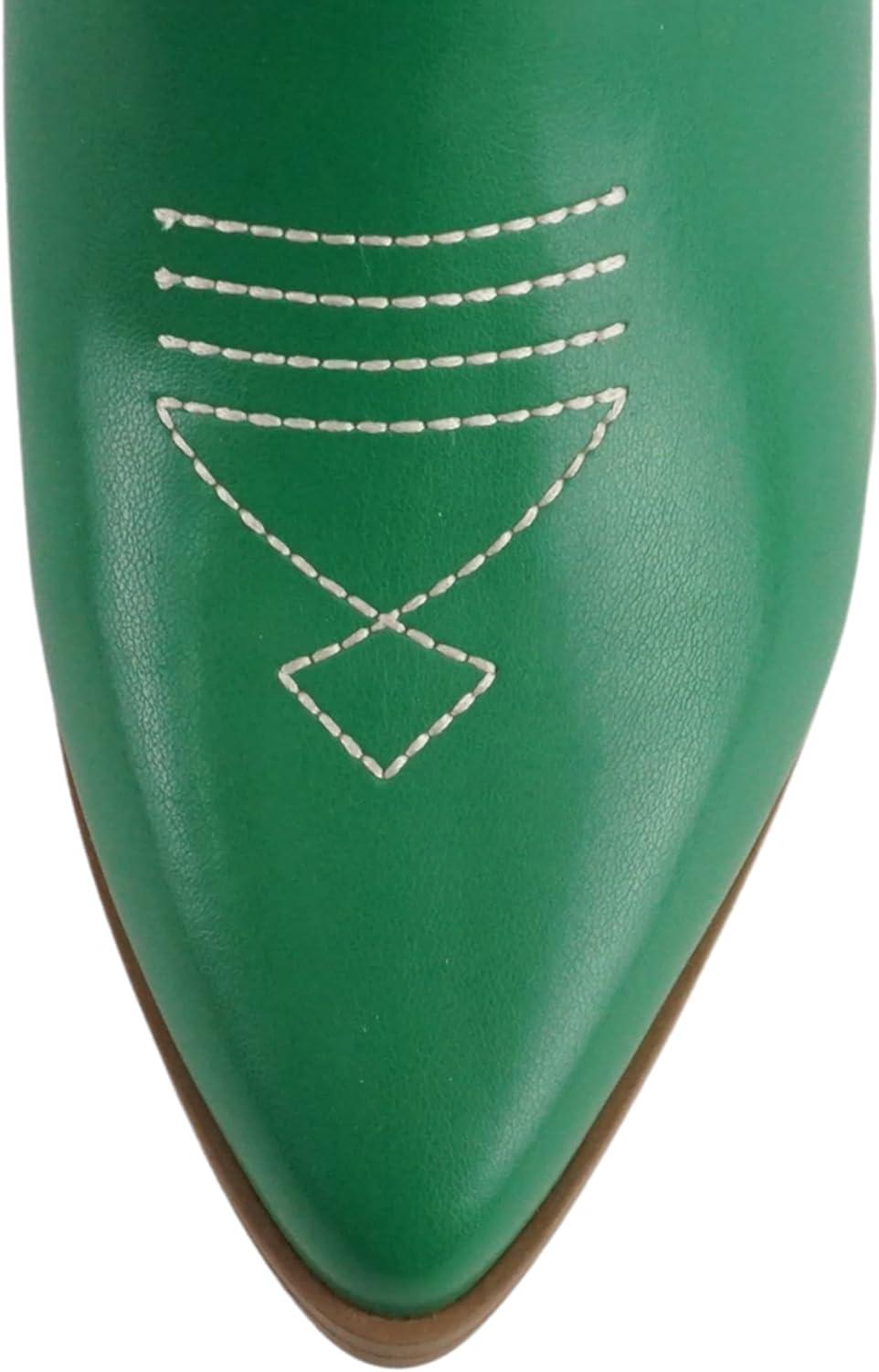 imageSoda BLAZING  Women Western Bootie Pointe Toe with Low Heel Wide Fit AvailableGreen Pu