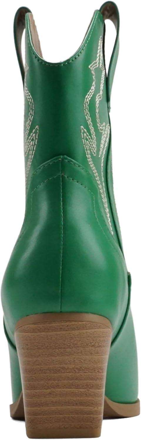 imageSoda BLAZING  Women Western Bootie Pointe Toe with Low Heel Wide Fit AvailableGreen Pu