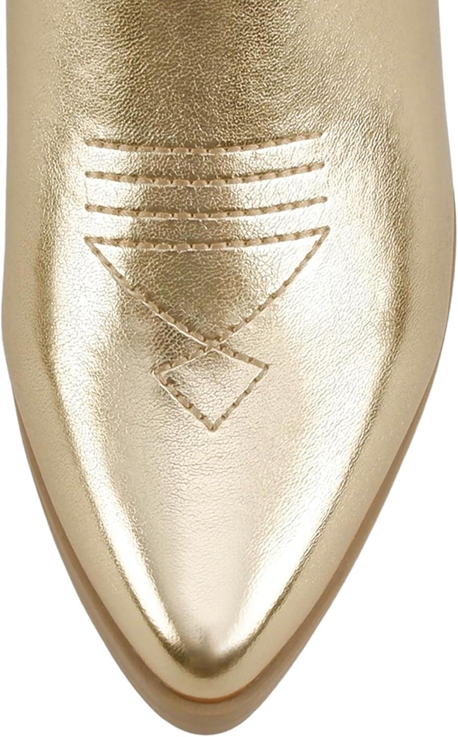 imageSoda BLAZING  Women Western Bootie Pointe Toe with Low Heel Wide Fit AvailableLtgold Metallic
