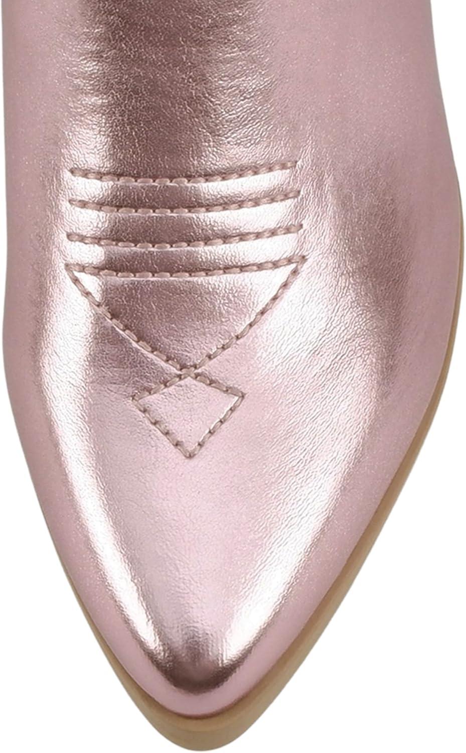 imageSoda BLAZING  Women Western Bootie Pointe Toe with Low Heel Wide Fit AvailablePink Metallic