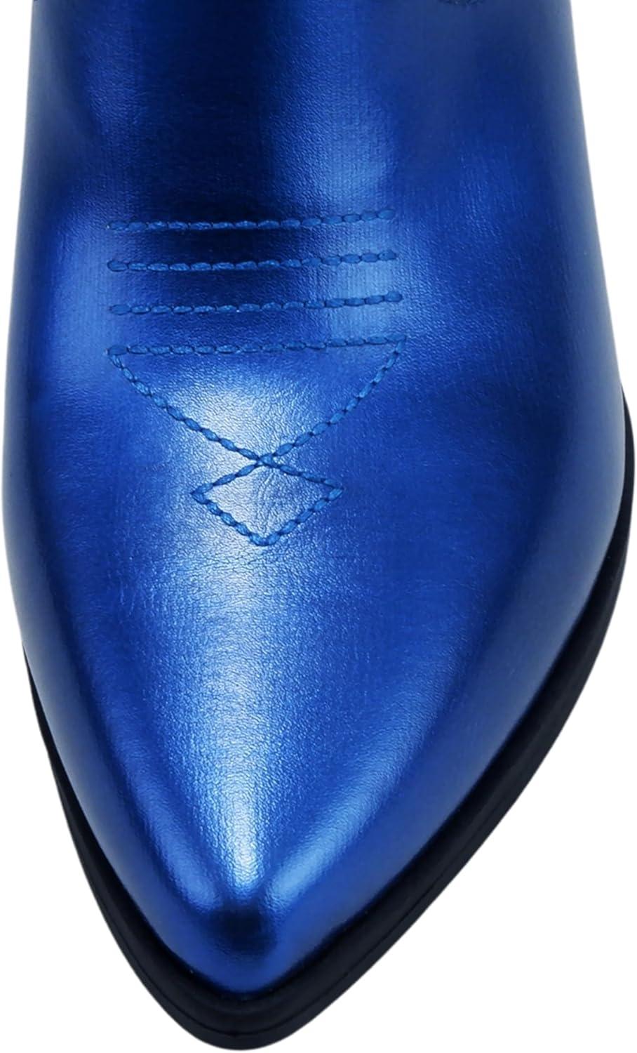 imageSoda BLAZING  Women Western Bootie Pointe Toe with Low Heel Wide Fit AvailableRoyal Blue Metallic