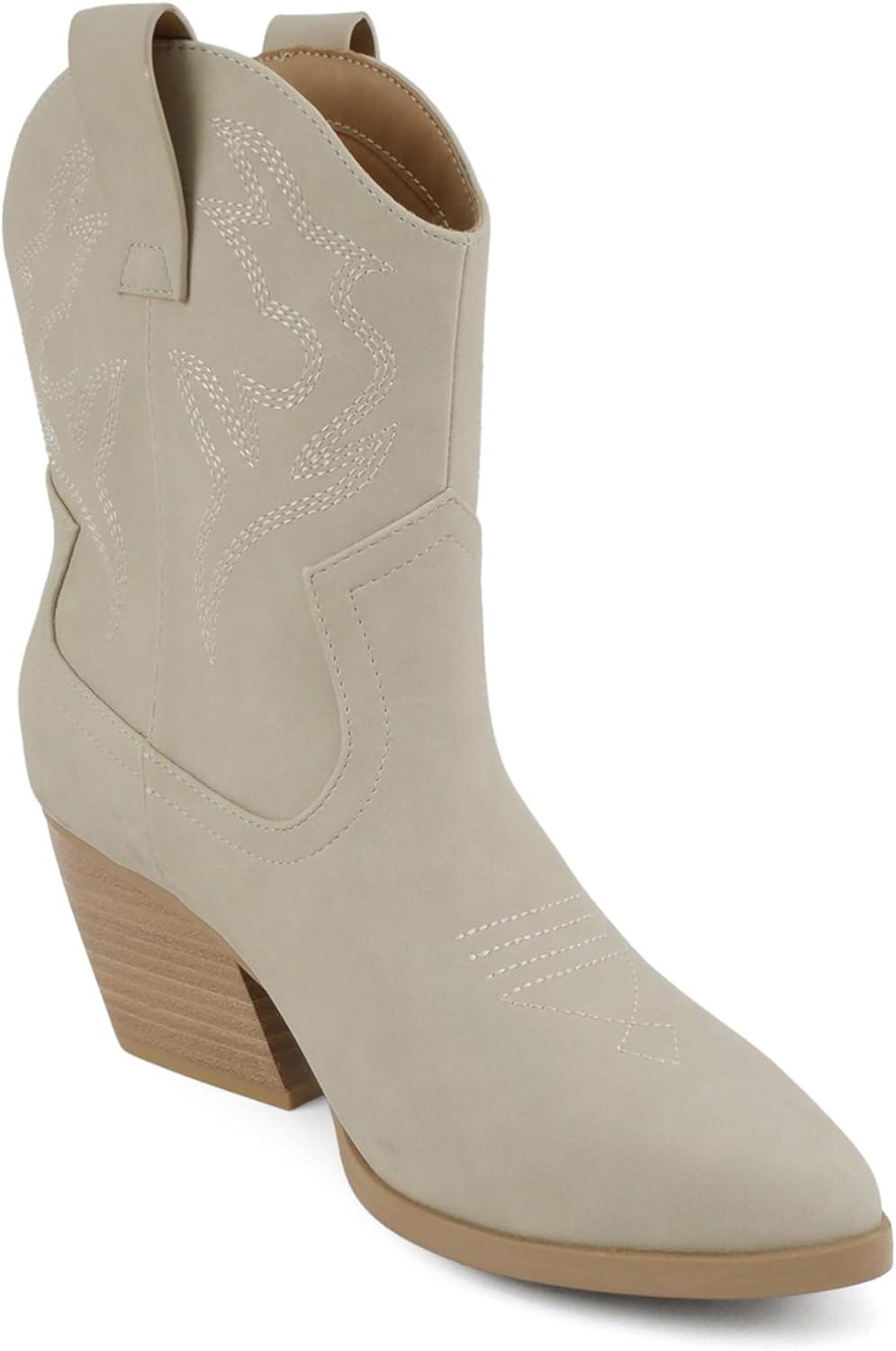 imageSoda BLAZING  Women Western Bootie Pointe Toe with Low Heel Wide Fit AvailableSand Nubuck
