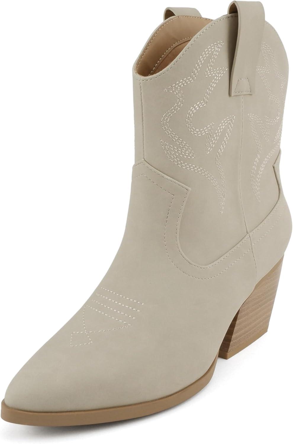 imageSoda BLAZING  Women Western Bootie Pointe Toe with Low Heel Wide Fit AvailableSand Nubuck