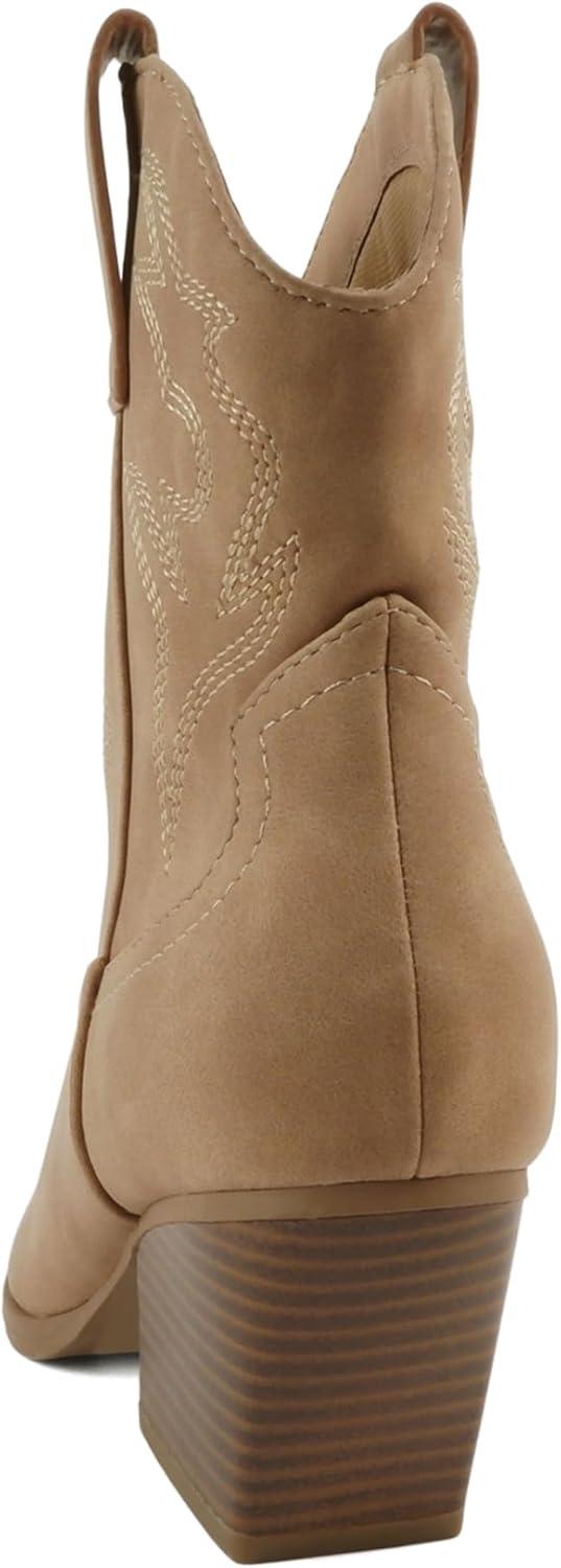 imageSoda BLAZING  Women Western Bootie Pointe Toe with Low Heel Wide Fit AvailableTaupe Pu