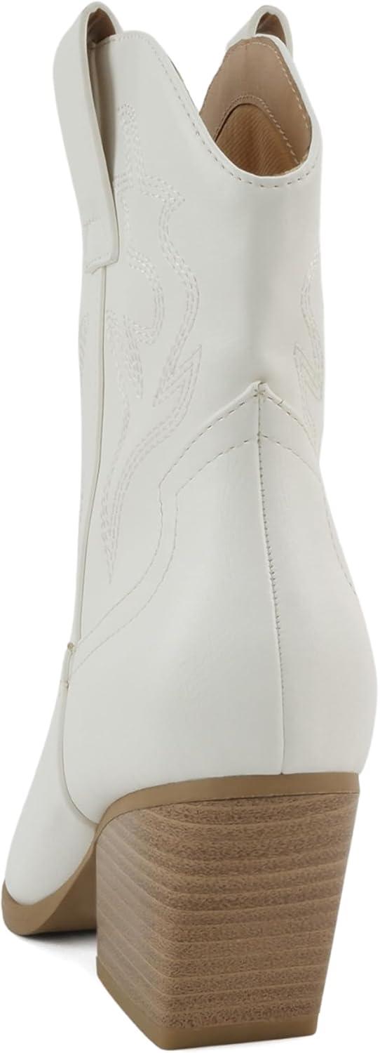 imageSoda BLAZING  Women Western Bootie Pointe Toe with Low Heel Wide Fit AvailableWhiteNude