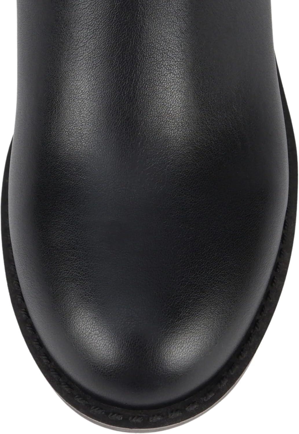 imageSoda Bonus  Women Round Toe Harness Strap Ring Hardware Low Block Heel Ankle Boot with Side ZipperBlack Pu