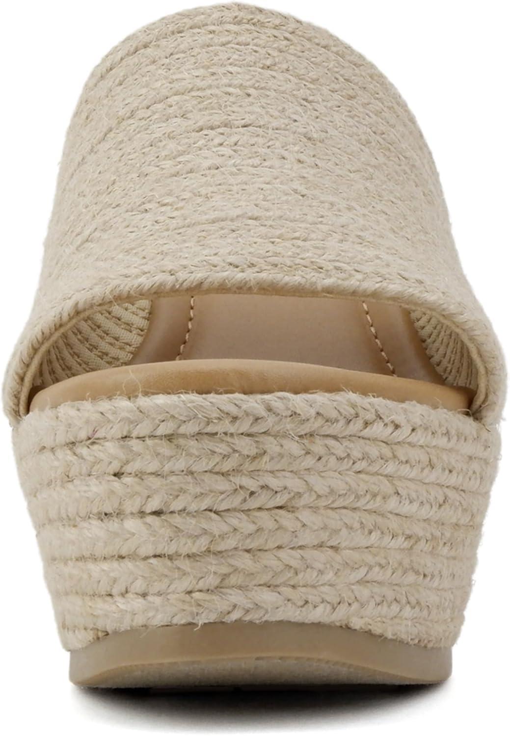 imageSoda Bounty  Women Round Toe Single Band SlipOn Espadrille Wedge SandalJute
