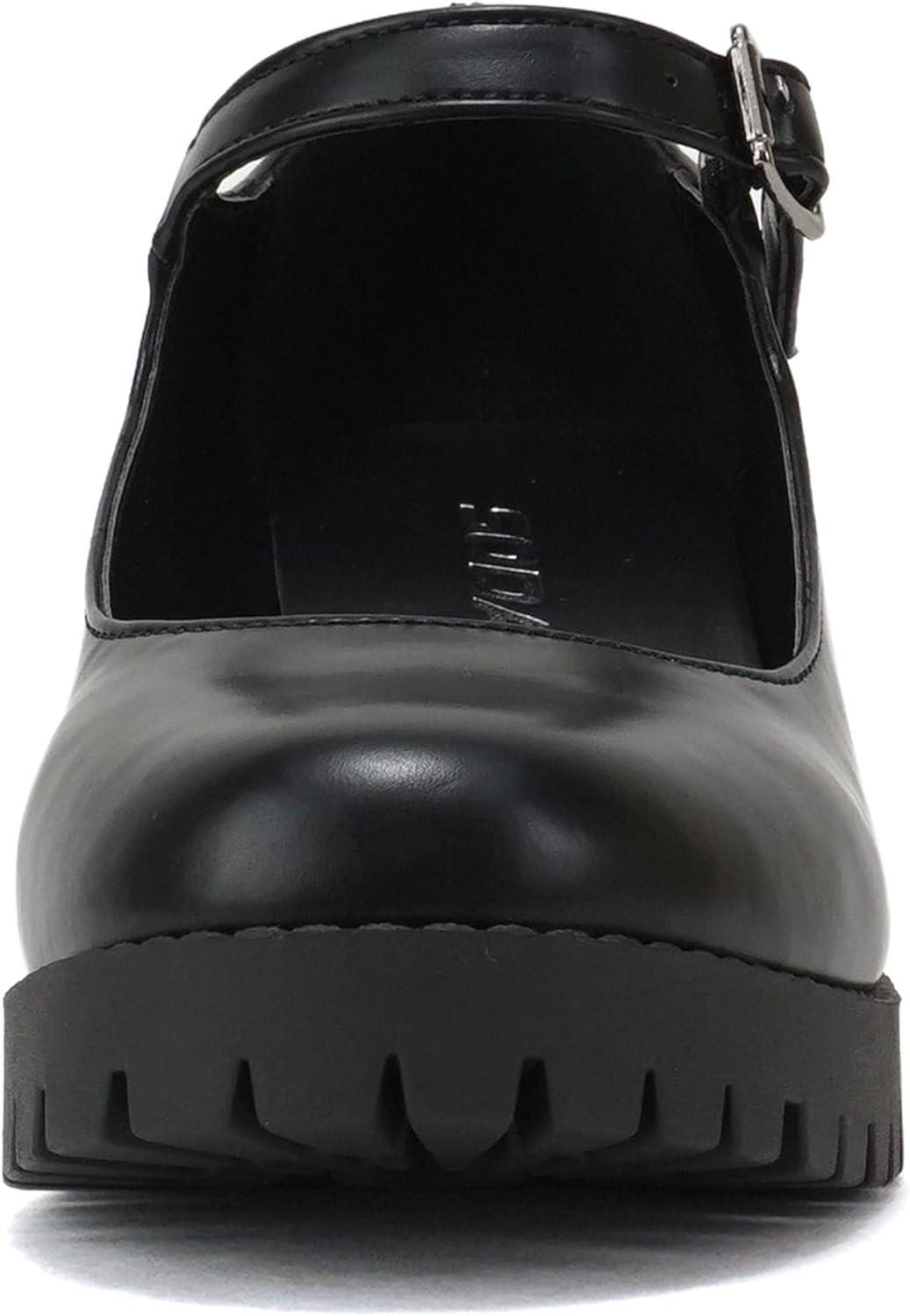 imageSoda Boxer  Women Mary Jane Round Toe Chunky Block Heel Lug Sole Pump with Adjustable StrapBlack Pu