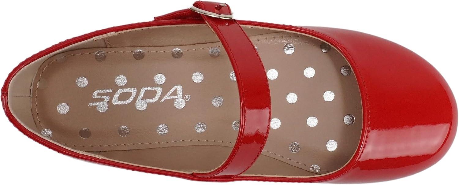 imageSoda CEIBO2  Little KidsChildrenGirls Round Closed Toe Mary Jane Adjustable Buckle Strap Ballet Flat Shoe