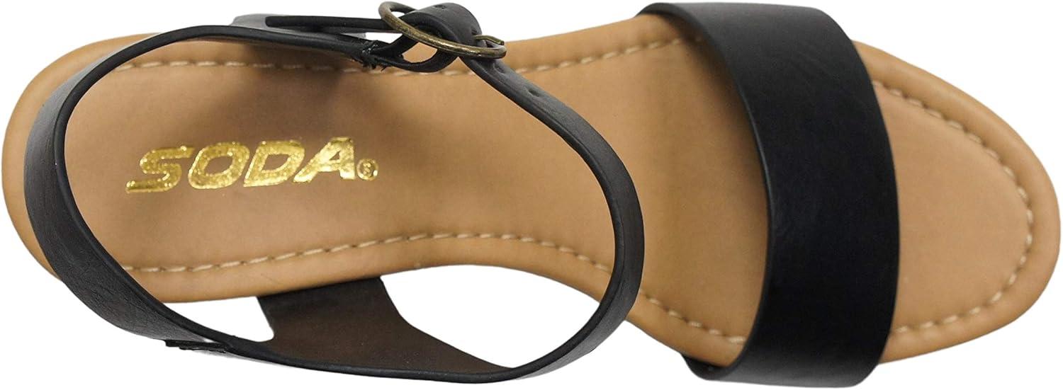 imageSoda CHIVAS  Womens Bold Buckles Studded Wedge SandalBlack Ts