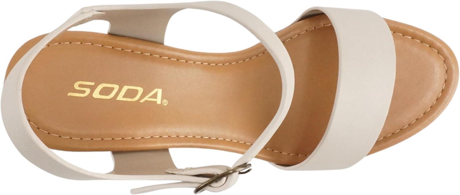 imageSoda CHIVAS  Womens Bold Buckles Studded Wedge SandalDark Nude Pu