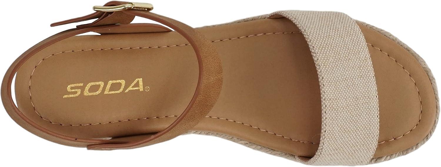 imageSoda CLIP  Women Open Toe Ankle Strap Platform Espadrille SandalBeige CanvasTan