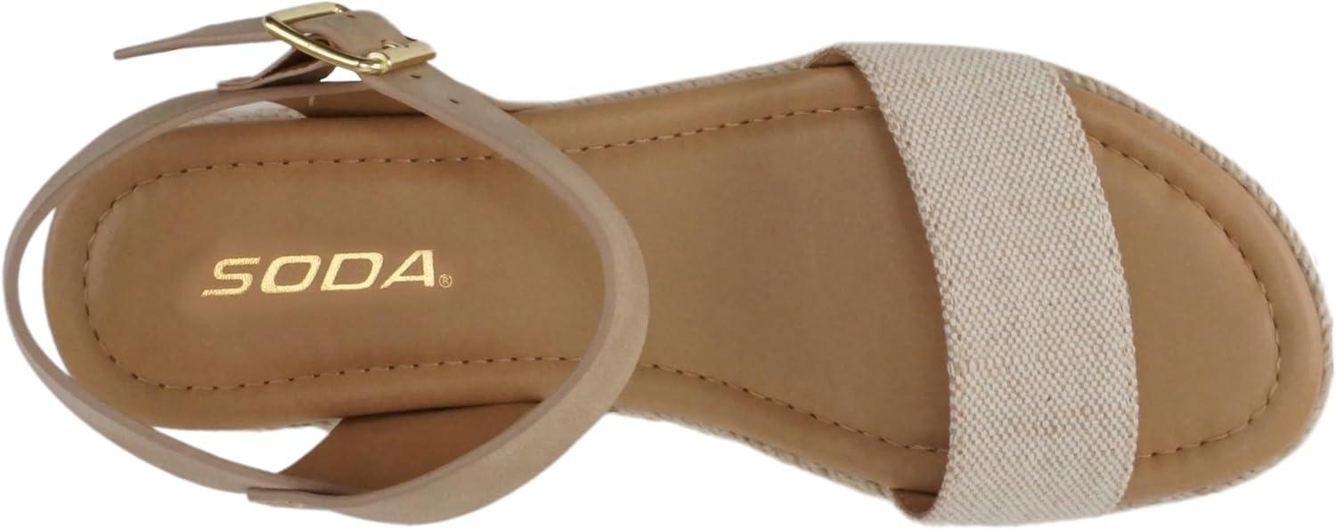 imageSoda CLIP  Women Open Toe Ankle Strap Platform Espadrille SandalBeige CanvasTaupe