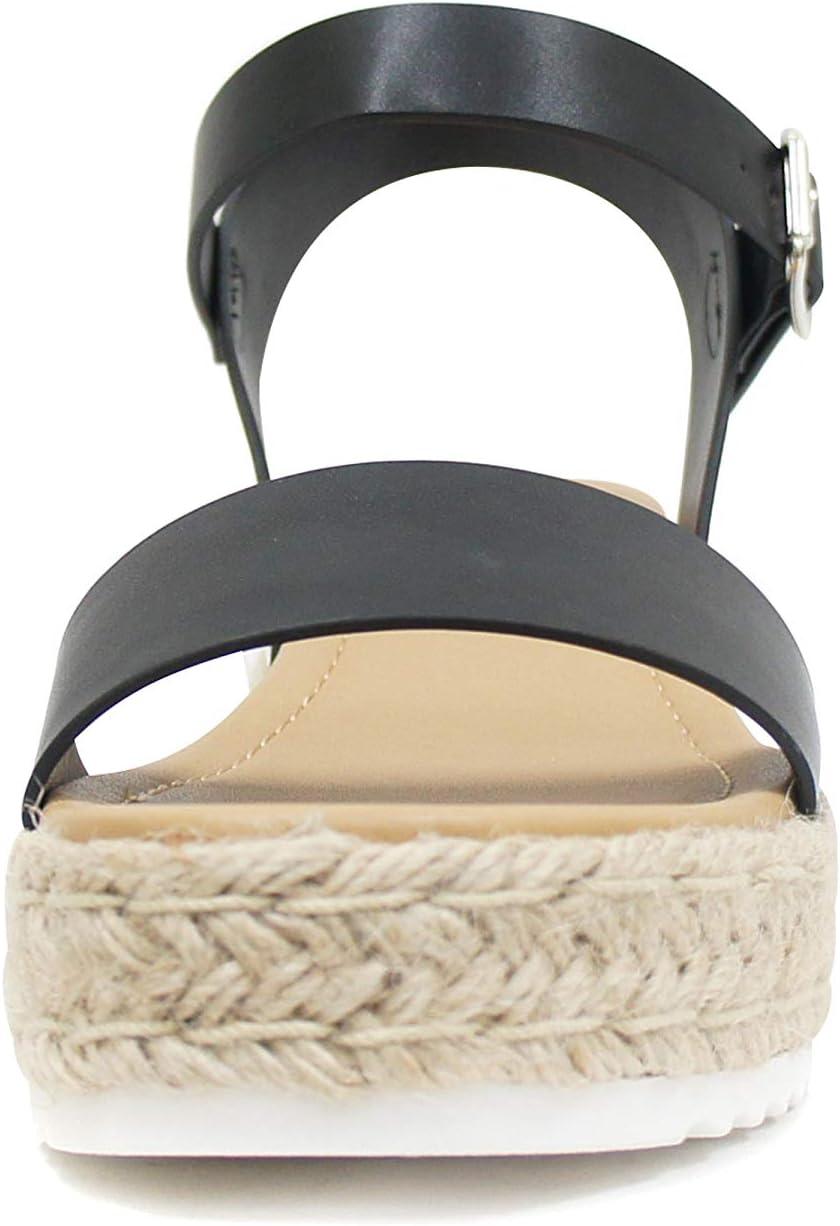 imageSoda CLIP  Women Open Toe Ankle Strap Platform Espadrille SandalBlack New
