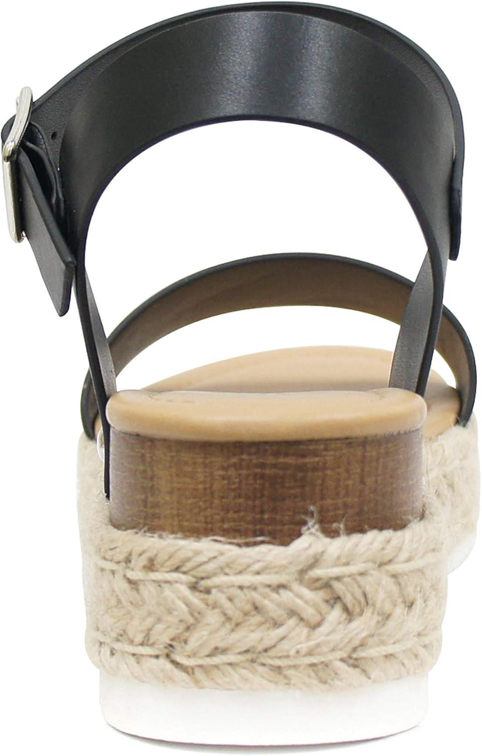 imageSoda CLIP  Women Open Toe Ankle Strap Platform Espadrille SandalBlack New