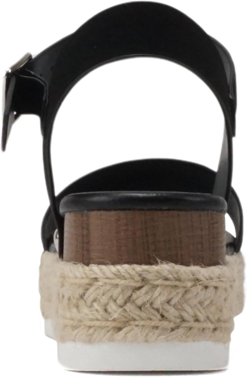 imageSoda CLIP  Women Open Toe Ankle Strap Platform Espadrille SandalBlack Nubuck