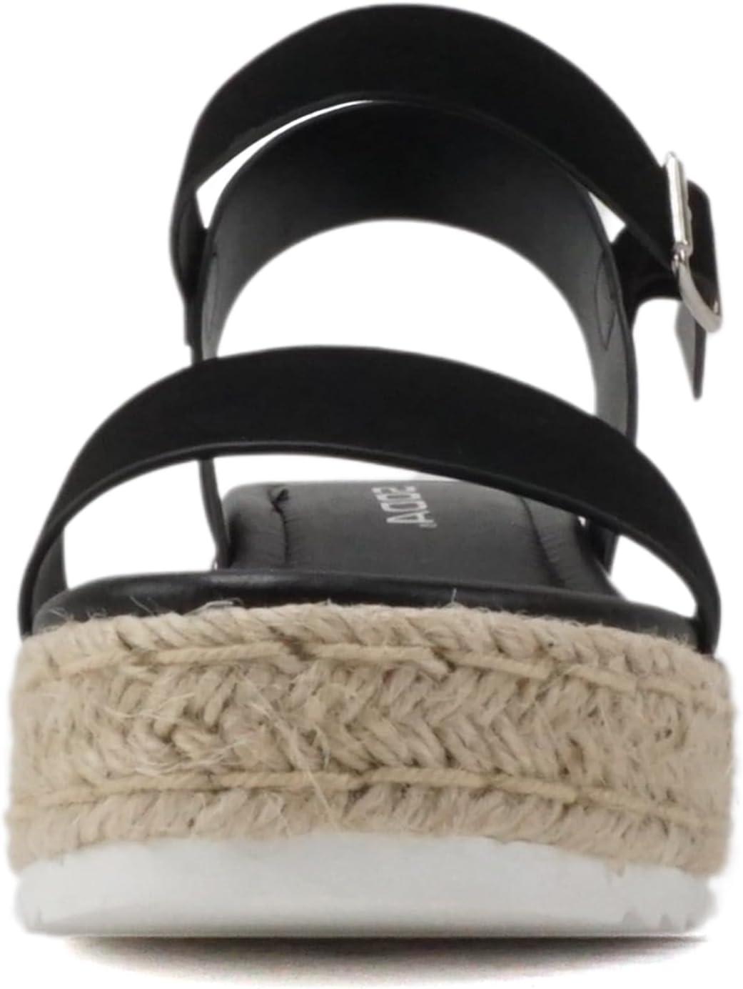 imageSoda CLIP  Women Open Toe Ankle Strap Platform Espadrille SandalBlack Nubuck