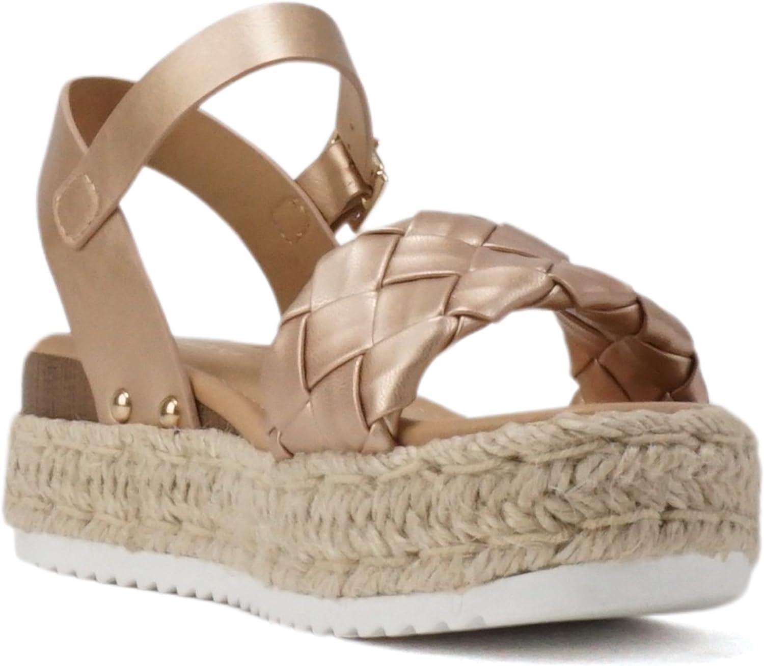 imageSoda CLIP  Women Open Toe Ankle Strap Platform Espadrille SandalBraided Penny