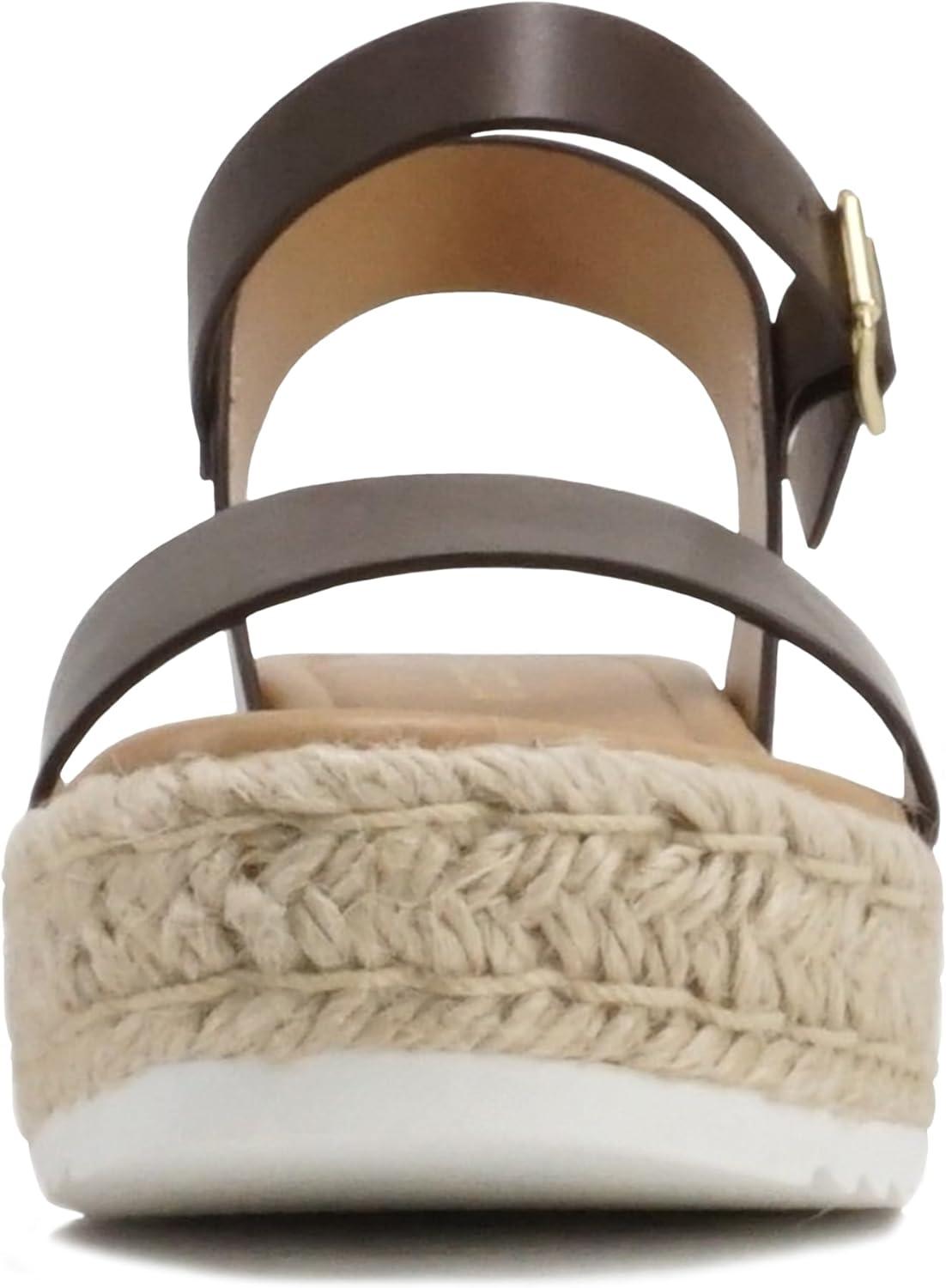 imageSoda CLIP  Women Open Toe Ankle Strap Platform Espadrille SandalBrown
