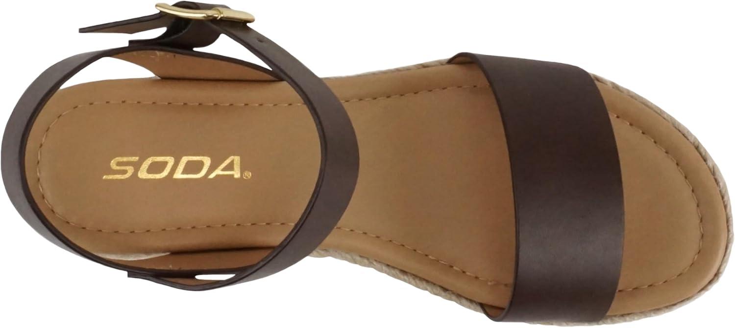 imageSoda CLIP  Women Open Toe Ankle Strap Platform Espadrille SandalBrown