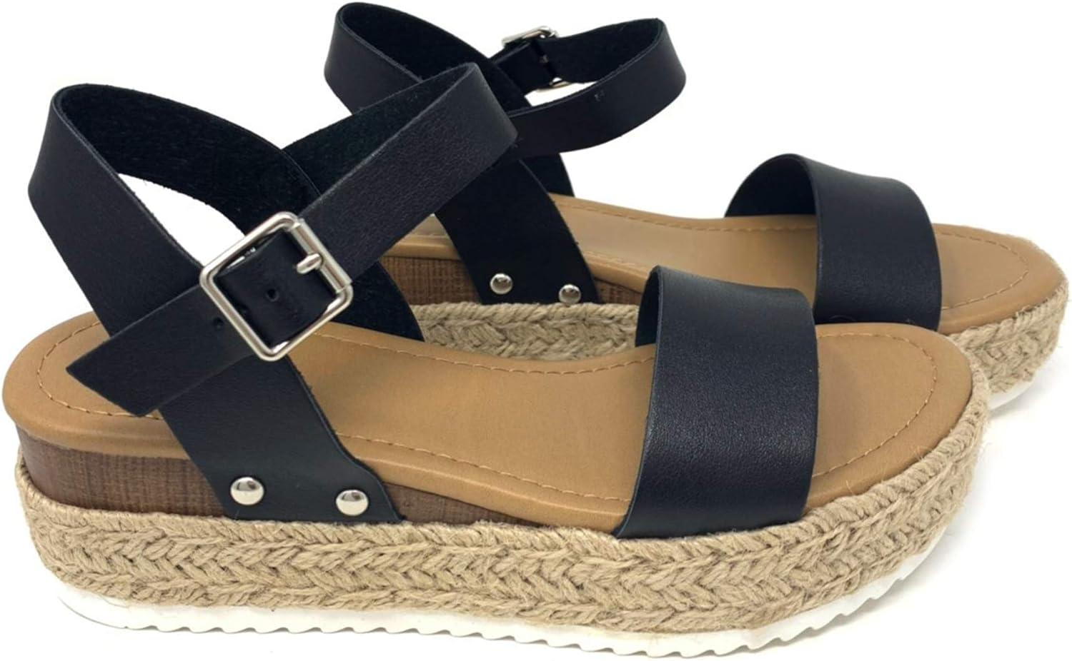 imageSoda CLIP  Women Open Toe Ankle Strap Platform Espadrille SandalClipblk