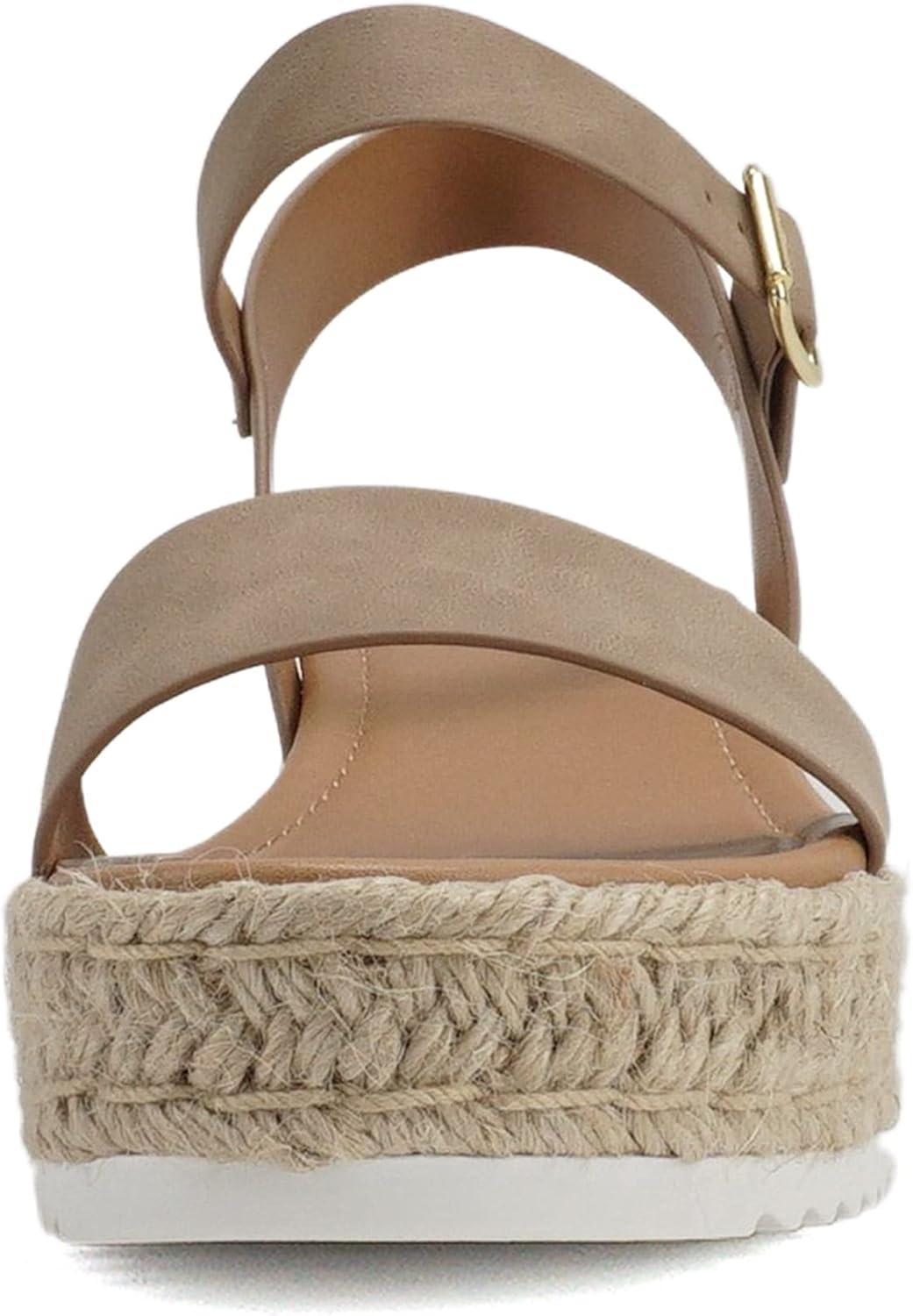 imageSoda CLIP  Women Open Toe Ankle Strap Platform Espadrille SandalDark Natural Nubuck